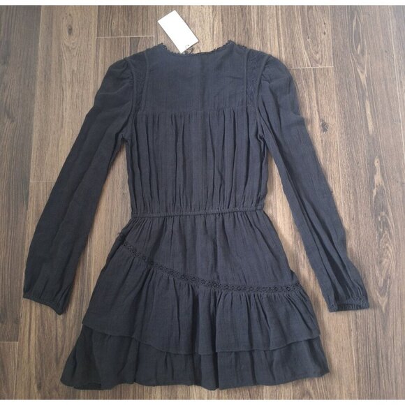 NWT Zara Black Tiered Embroidered Mini Dress Lined 100% Cotton - Picture 8 of 9